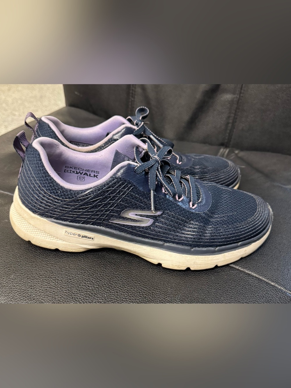 Skechers go walk navy blue purple walking athletic gym shoes sneakers trainers10
